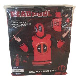 DEADPOOL Men's S/M Adult Hockey Jersey Costume Top & Fabric Mask
